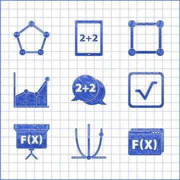 Set Equation solution, Graph, schedule, chart, diagram, Function mathematic.. Stock Illustration