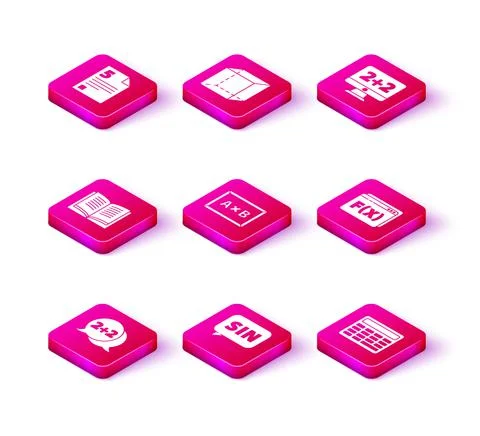 Set Equation solution, Mathematics function sine, Open book, Chalkboard Stock Illustration