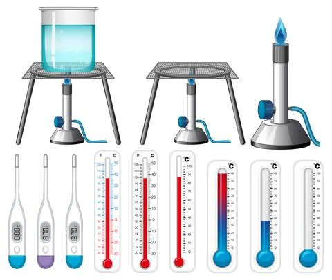 Set of equipment needed for science experiment Stock Illustration