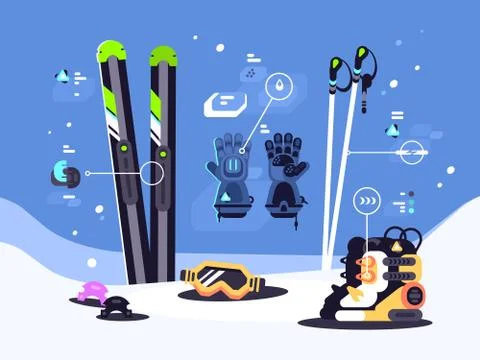 Set of equipment for skiing Stock Illustration