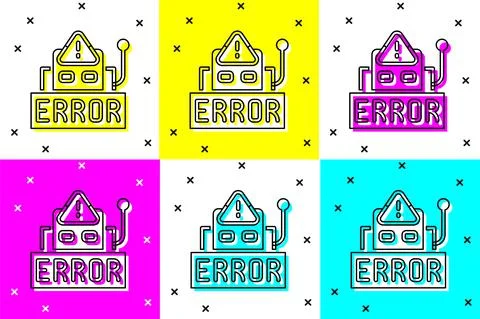 Set Error in the operation program of the robot icon isolated on color Stock Illustration