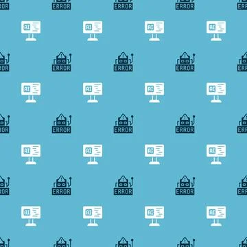 Set Error in robot and Software on seamless pattern. Vector Ilustración de archivo