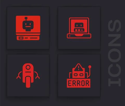 Set Error in robot, Robot, Creating and icon. Vector Stock Illustration