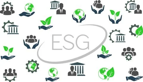 Set of ESG concept vector icons - Environmental, Social and Governance Stock Illustration