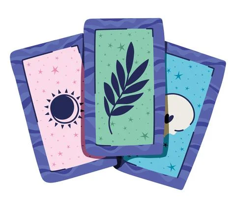 Set of esoteric cards on a white background Stock Illustration