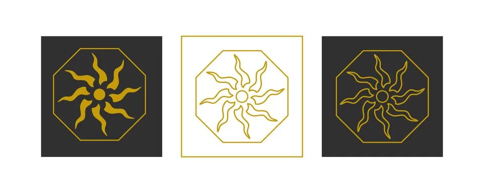 Set of Esoteric Signs of Sun. Vector illustration Stock Illustration