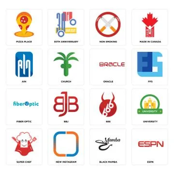 Set of espn, black mamba, super chef, 666, fiber optic, oracle, ain, non smok Free Stock Illustration