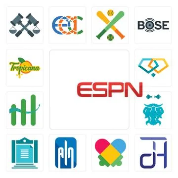 Set of espn, dth, autism, ain, aturan, bearded fisherman, continuous improvem Free Stock Illustration