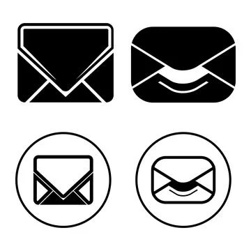 Set of Essential Email and Mail Icons in Monochrome Style for Communication.. Stock Illustration
