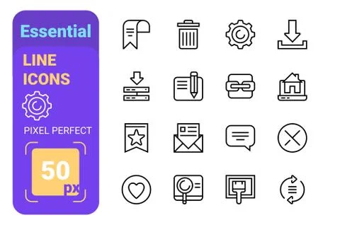 Set of essential line icons Stock Illustration