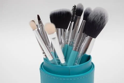 Set of essential professional make up brushes Stock Photos