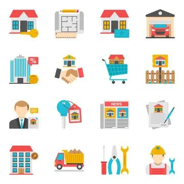 Set of Estate Flat Icons Stock Illustration