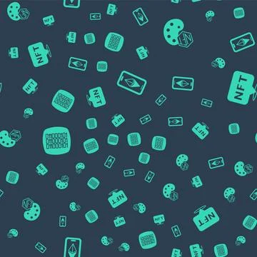 Set Ethereum ETH, NFT Digital crypto art, Binary code and on seamless pattern Stock Illustration