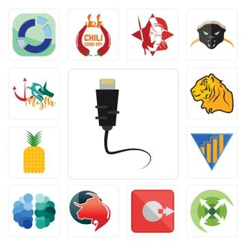 Set of ethernet, extend, output, taurus professional, free brain, yield, pina Gratis stockillustratie