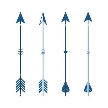 Set of ethnic 4 arrow isolated on white background. Stock Illustration