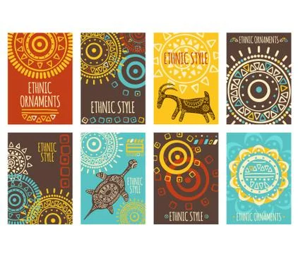Set of ethnic banners Illustrazione stock