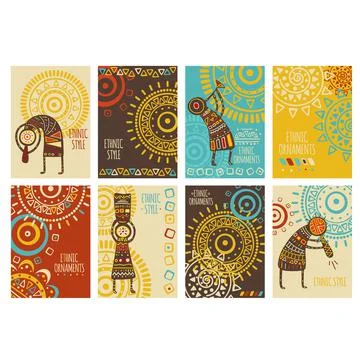 Set of ethnic banners Stock Illustration