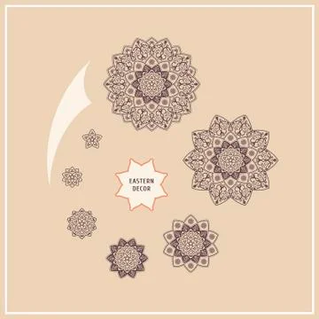Set ethnic floral design elements. Vector logo in the style of a mandala Stock Illustration