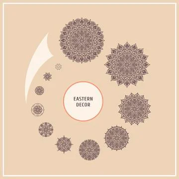 Set ethnic floral design elements. Vector logo in the style of a mandala Stock Illustration