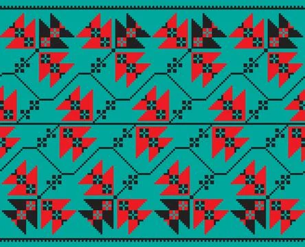 Set of Ethnic floral geometric pattern ornament in different Stock Illustration