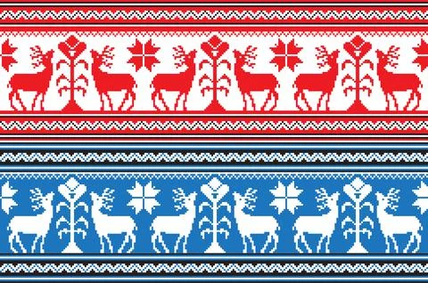 Set of Ethnic holiday ornament pattern in different colors Stock Illustration