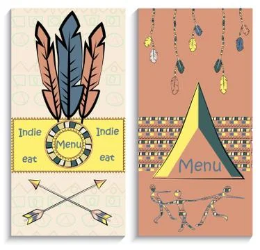 Set ethnic Indian menu Stock Illustration