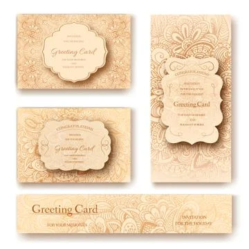 Set of ethnic ornament banners and flyer concept. Vintage art traditional, Islam Stock Illustration