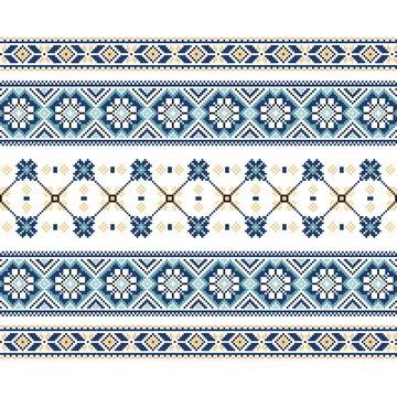 Set of Ethnic ornament pattern in blue colors Stock Illustration