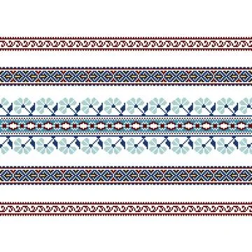 Set of Ethnic ornament pattern in blue colors Stock Illustration