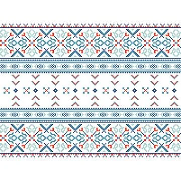 Set of Ethnic ornament pattern in blue colors Stock Illustration