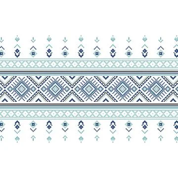 Set of Ethnic ornament pattern in blue colors Stock Illustration
