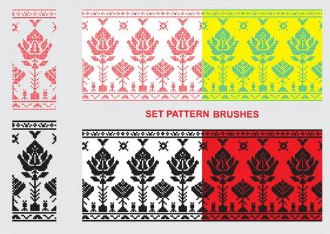 Set of Ethnic ornament pattern brushes. Vector illustration Illustrazione stock