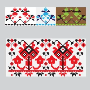 Set of Ethnic ornament pattern brushes. Vector illustration 스톡 일러스트