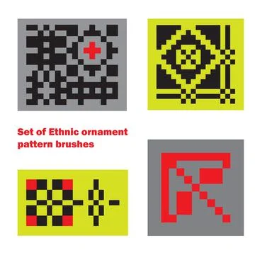 Set of Ethnic ornament pattern brushes. Vector illustration Illustrazione stock
