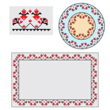 Set of Ethnic ornament pattern brushes. Vector illustration Stock Illustration