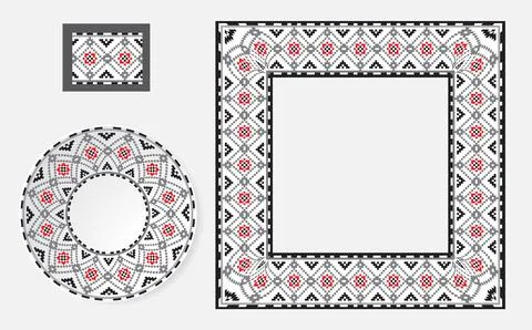 Set of Ethnic ornament pattern brushes Stock Illustration