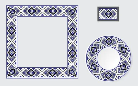 Set of Ethnic ornament pattern brushes 스톡 일러스트