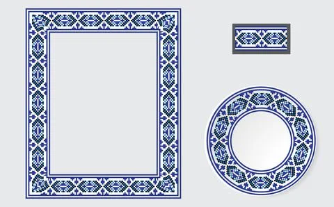 Set of Ethnic ornament pattern brushes Stock Illustration
