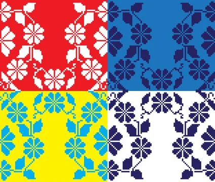 Set of Ethnic ornament pattern in different colors. Vector Stock Illustration