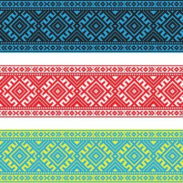Set of Ethnic ornament pattern in different colors. Vector Stock Illustration