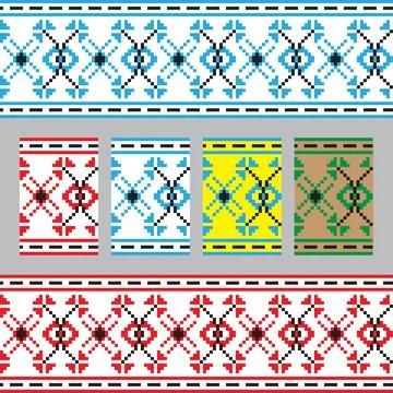 Set of Ethnic ornament pattern in different colors. Vector Stock Illustration