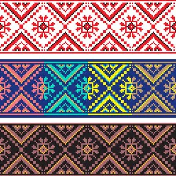 Set of Ethnic ornament pattern in different colors. Vector Stock Illustration