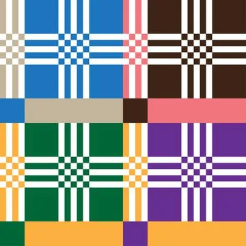 Set of Ethnic ornament pattern in different colors. Vector Illustrazione stock