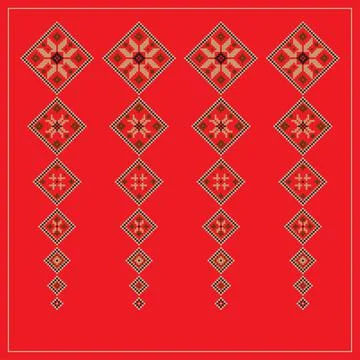 Set of Ethnic ornament pattern in different colors. Vector Stock Illustration