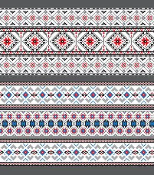 Set of Ethnic ornament pattern in different colors Stock Illustration