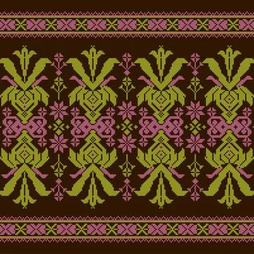 Set of Ethnic ornament pattern in different colors Stock Illustration