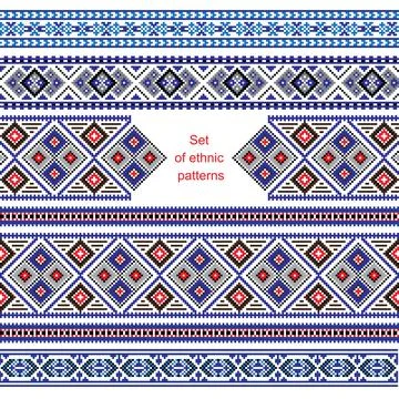 Set of Ethnic ornament pattern in different colors Stock-Illustration