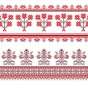 Set of Ethnic ornament pattern in different colors Stock Illustration