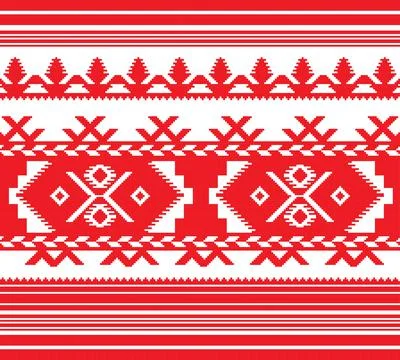 Set of Ethnic ornament pattern in red color Illustrazione stock