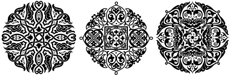 Set of Ethnic ornament patterns. Vector illustration. circular ancient russia Stock Illustration